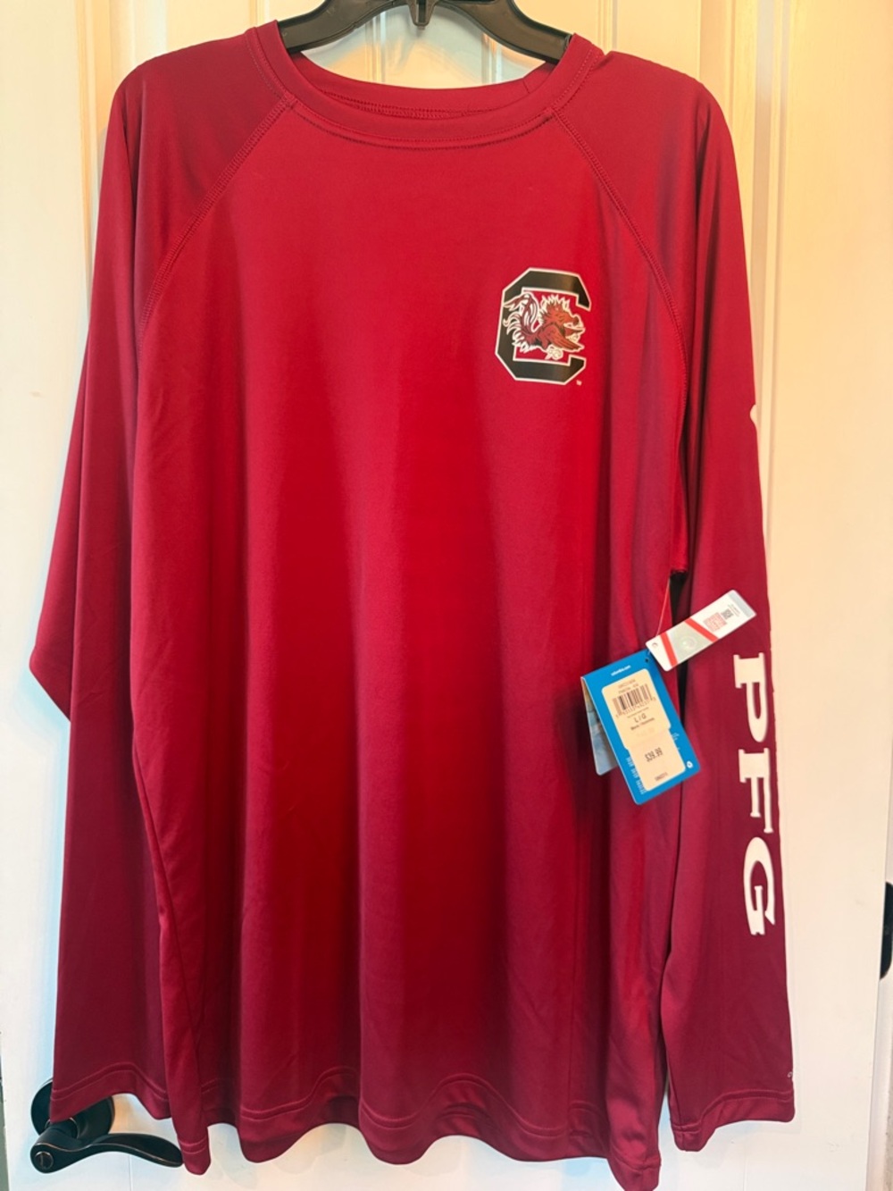 Columbia Men's PFG UPF 50 Rash Guard in Crimson SC Gamecock Red